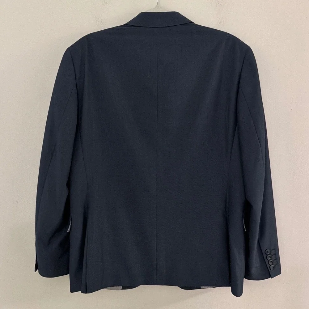 J. Ferrar Mens Slim Fit Navy Blue Two Button Blazer Sport Coat Jacket 42S